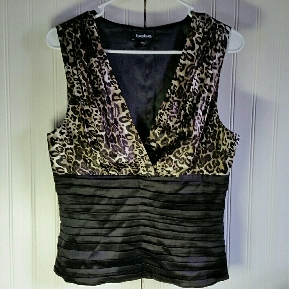 Bebe Leopard Top, large, MINT, Same day shipping
